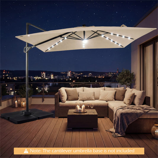 Shazory solar LED patio umbrella deployed view