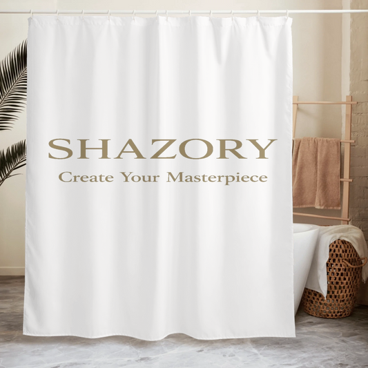 Front view of personalized shower curtain — bathroom decor for everyday use