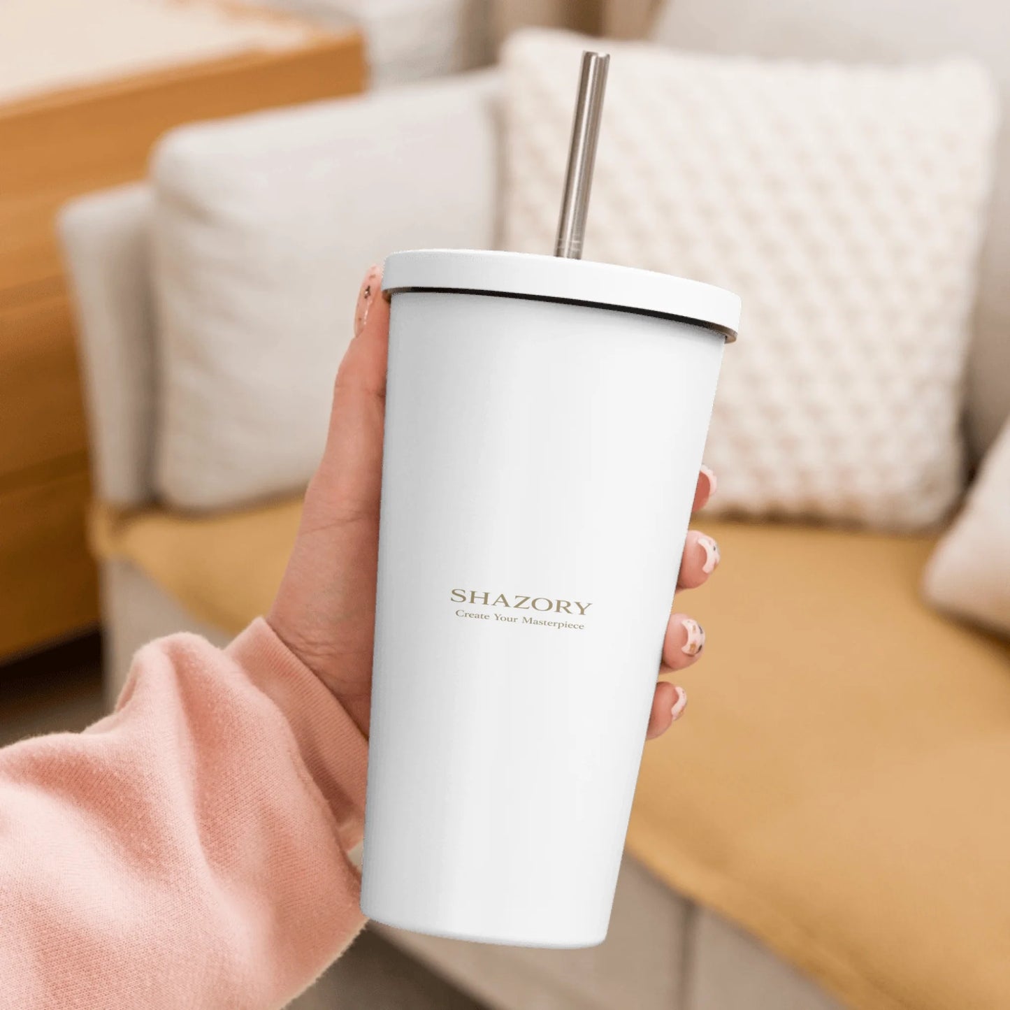 Color or size variation of personalized insulated tumbler with straw — custom fitness gift