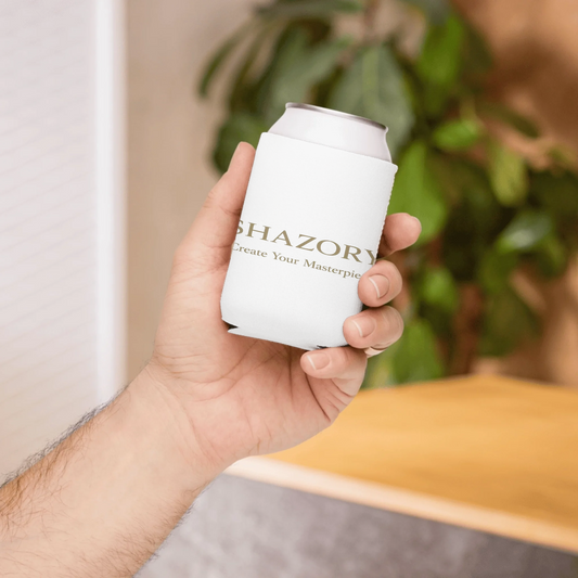 Close-up detail of custom photo print on can cooler — drink sleeve surface texture