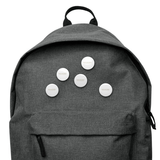 Front view of personalized set of pin buttons — pin button for everyday use