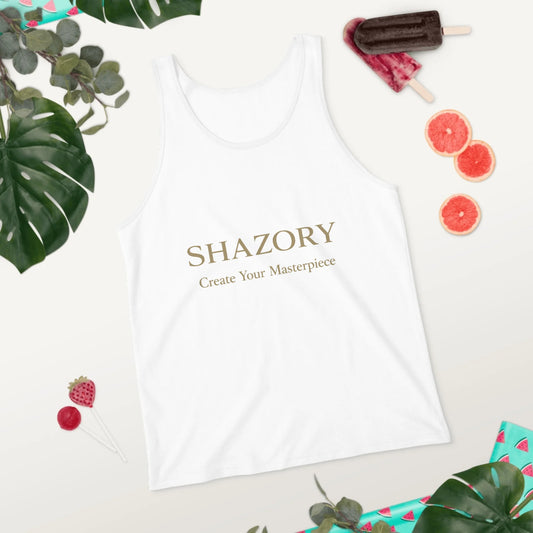 Front view of personalized men's staple tank top — mens tank for everyday use