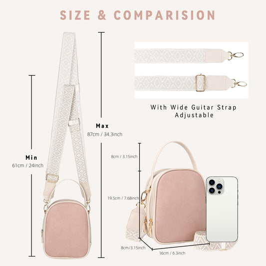 Shazory triple-zip vegan leather crossbody bag front view
