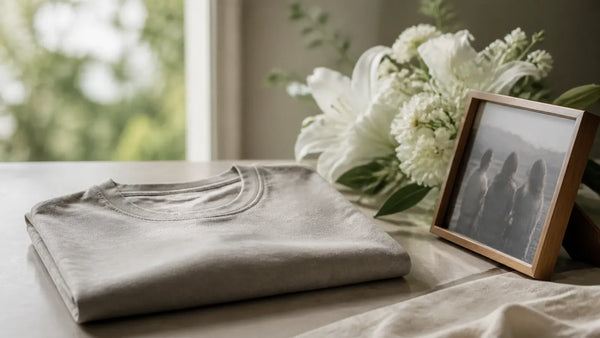 Respectful memorial photo shirt design planning