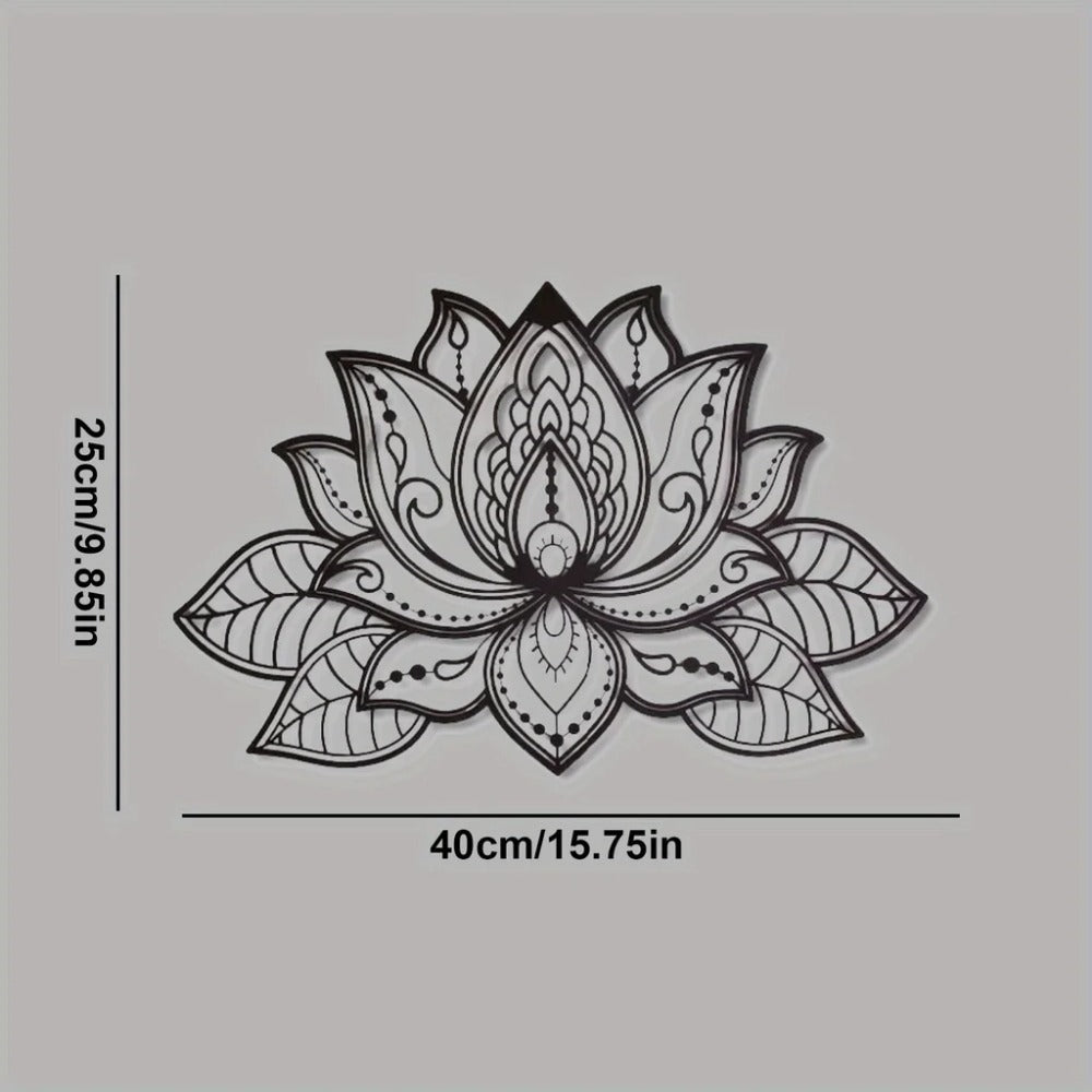 Shazory black lotus mandala wall art mounted lifestyle