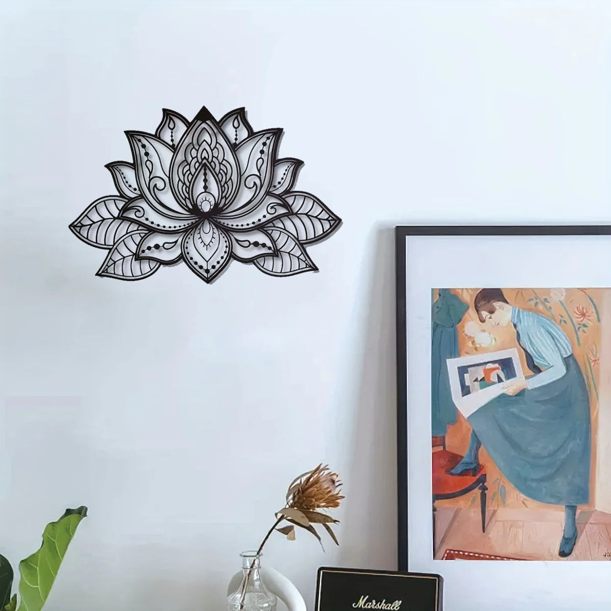 Shazory lotus mandala wall art angle view