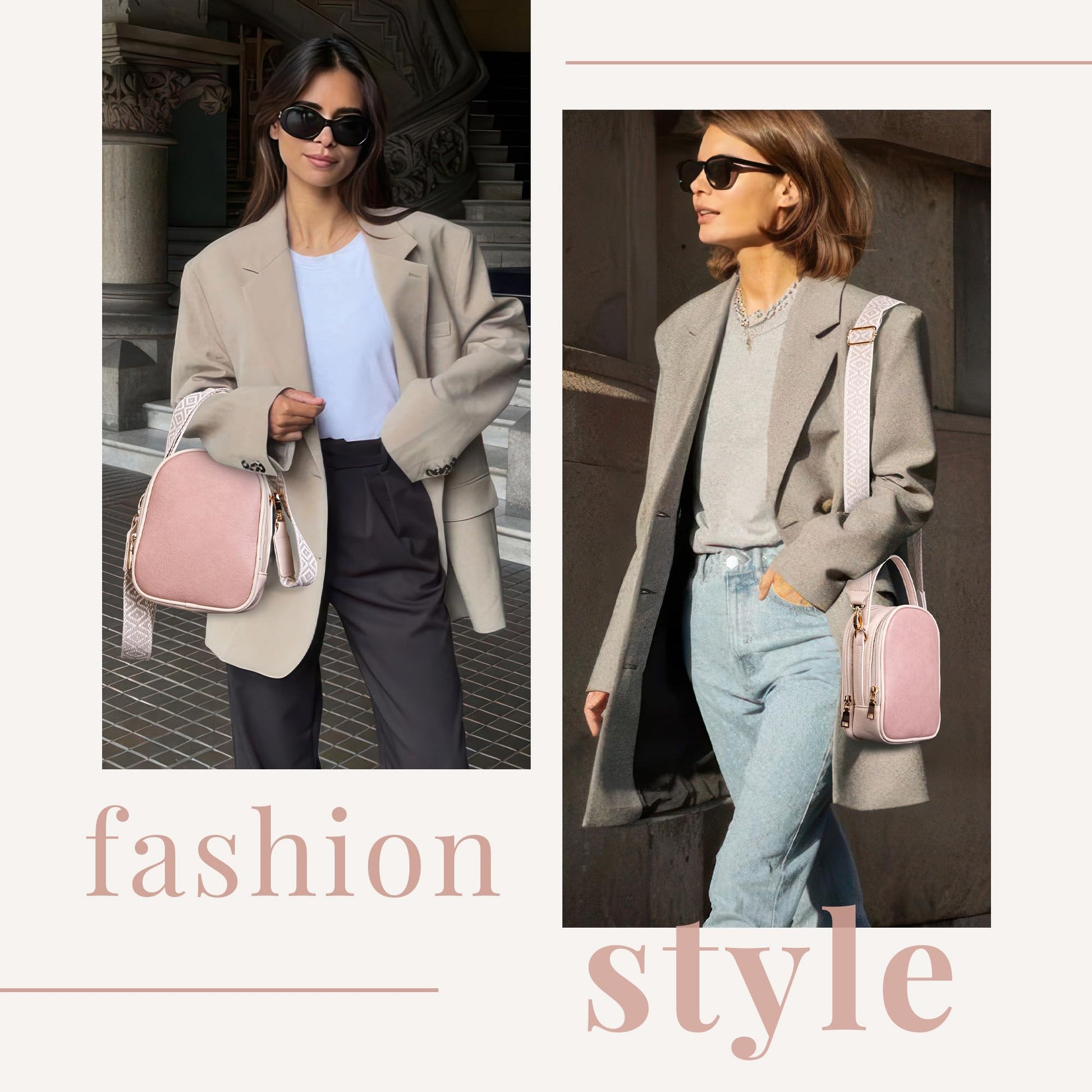 Shazory triple-zip crossbody bag lifestyle styled photo