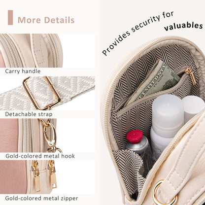Shazory triple-zip crossbody bag detail and zippers