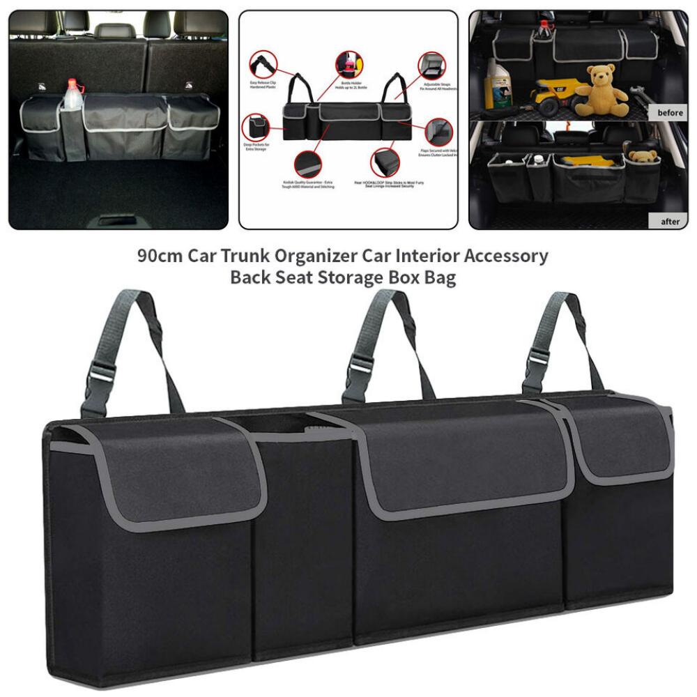Shazory car trunk organizer with items loaded