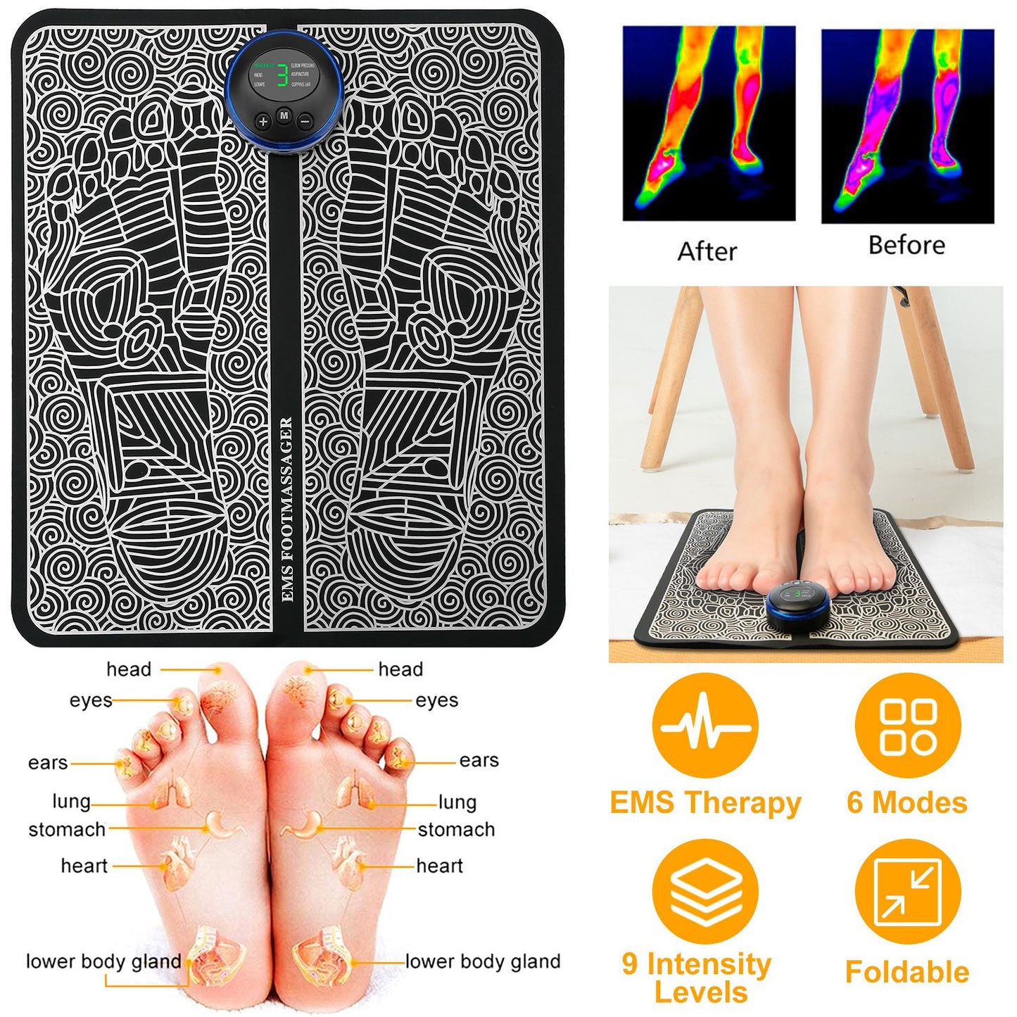 Shazory EMS foot pad portable folded view