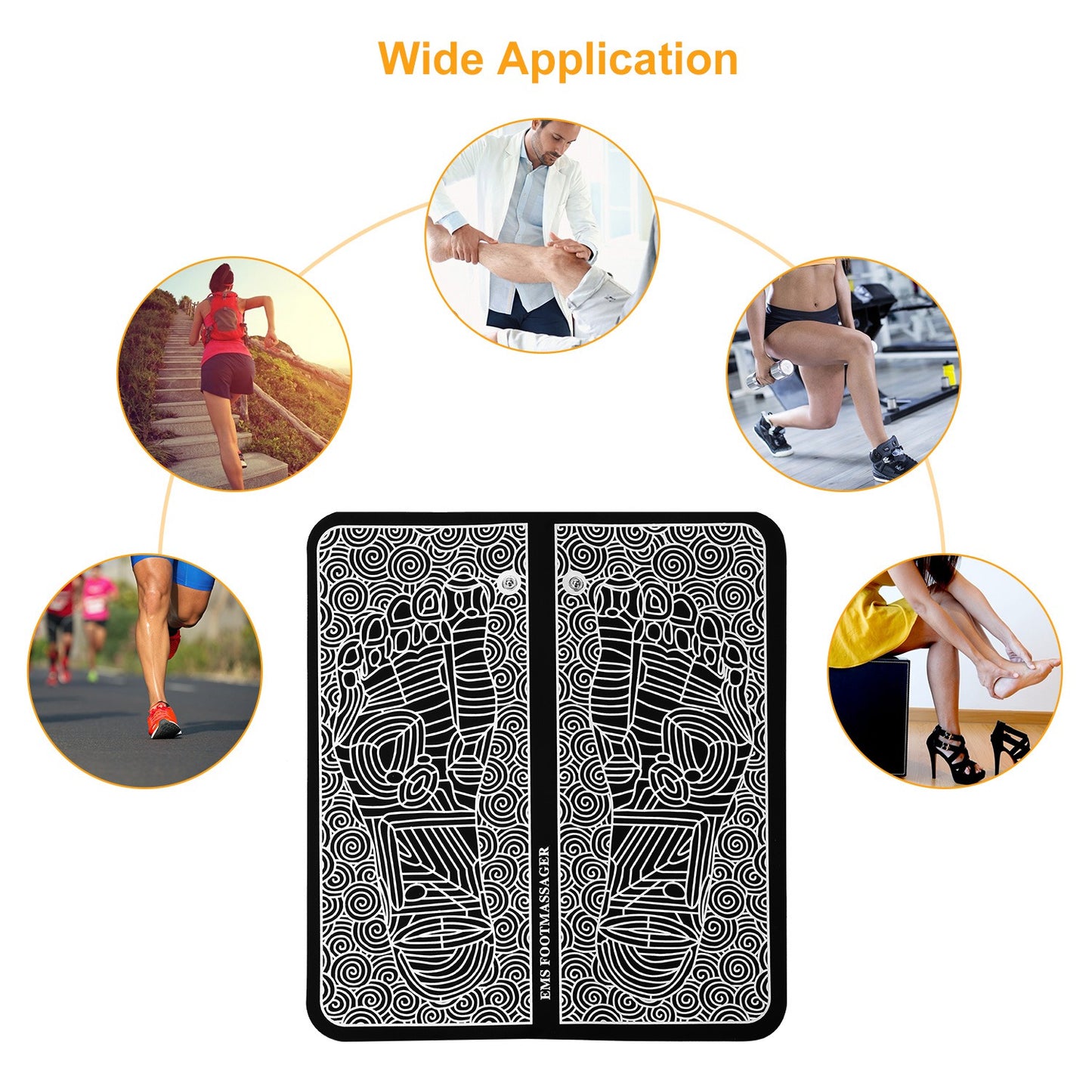 Shazory EMS foot pad in use lifestyle photo