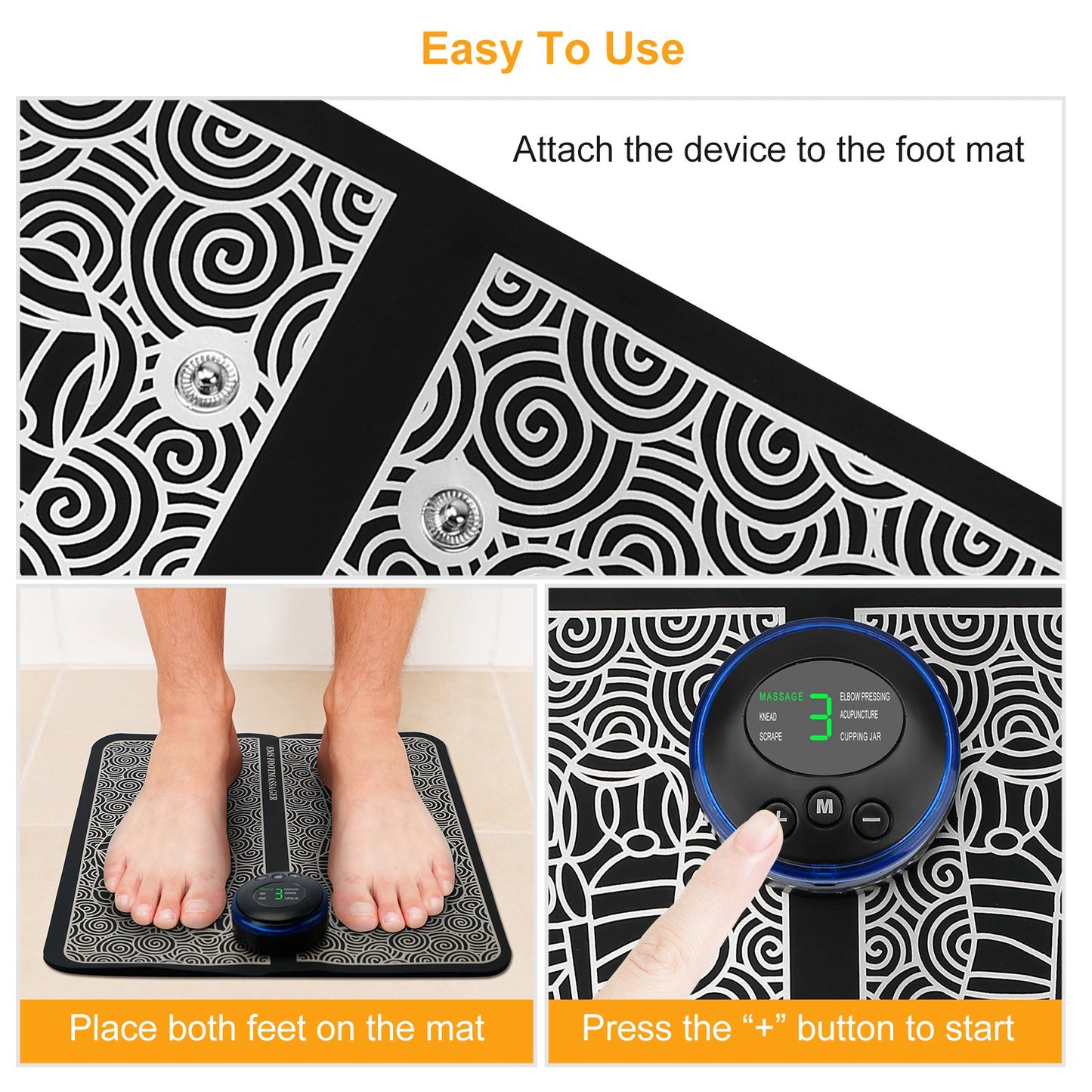 Shazory EMS foot pad charging port detail