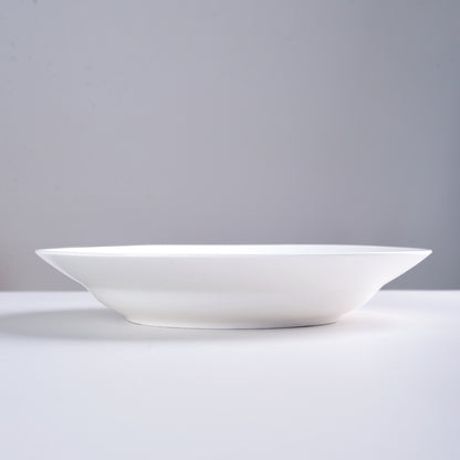 Shazory white ceramic dinner plates set stacked view
