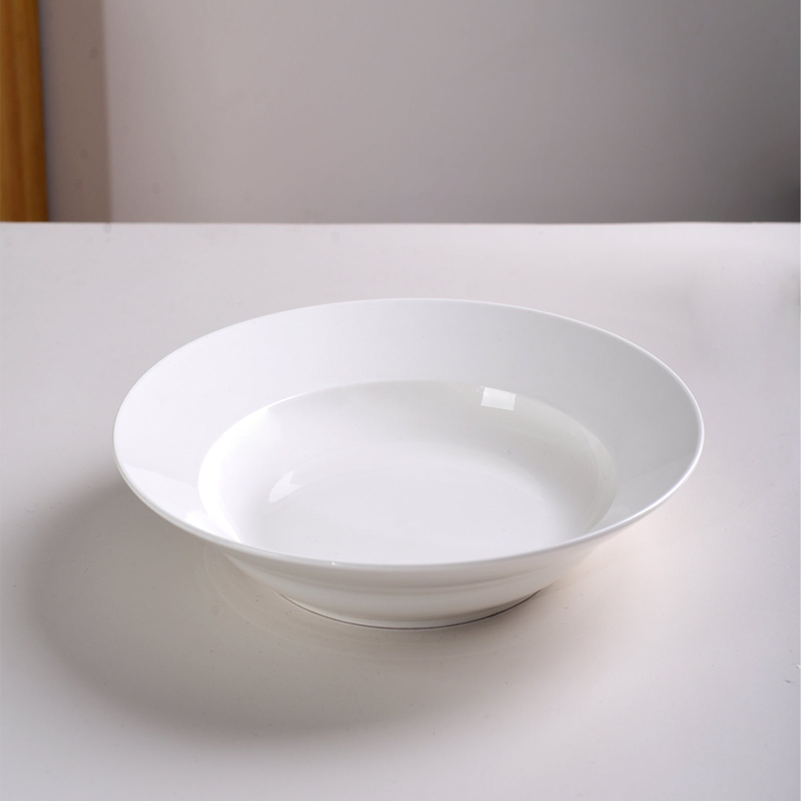 Shazory white ceramic dinner plate top view