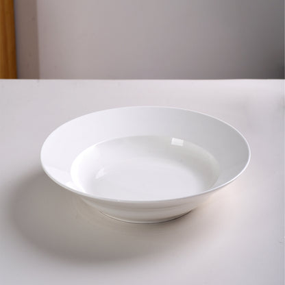 Shazory white ceramic dinner plate top view