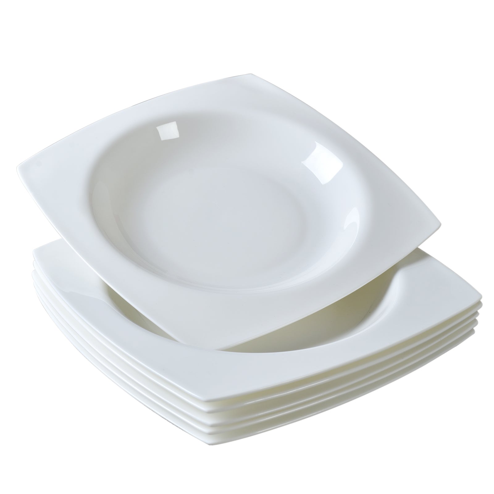 Shazory square white ceramic plate top view
