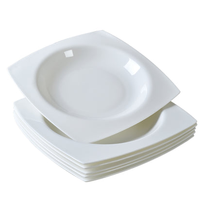 Shazory square white ceramic plate top view