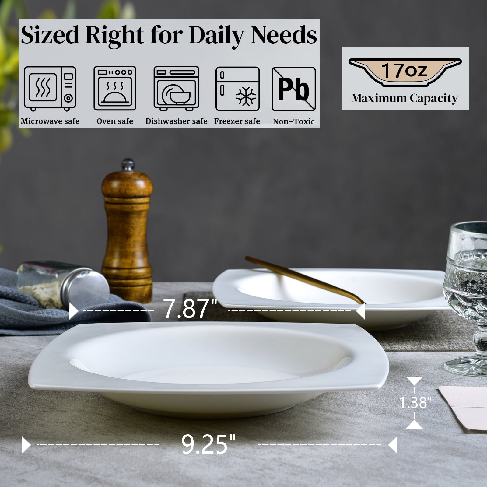 Shazory square ceramic plate edge detail