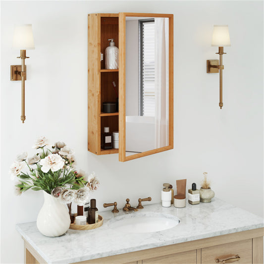 Shazory bamboo bathroom cabinet front view