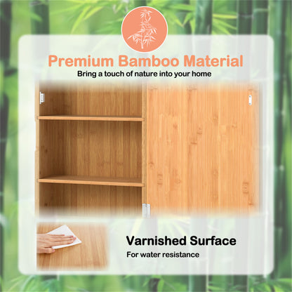 Shazory bamboo bathroom cabinet mirror feature