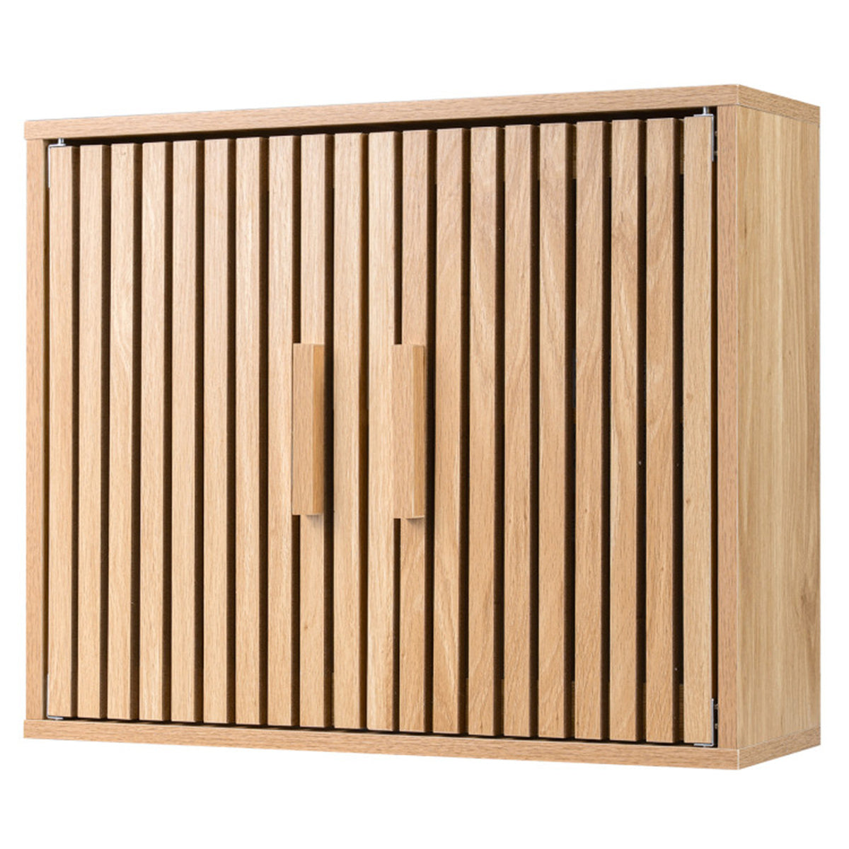 Shazory slatted wall cabinet open compartment detail