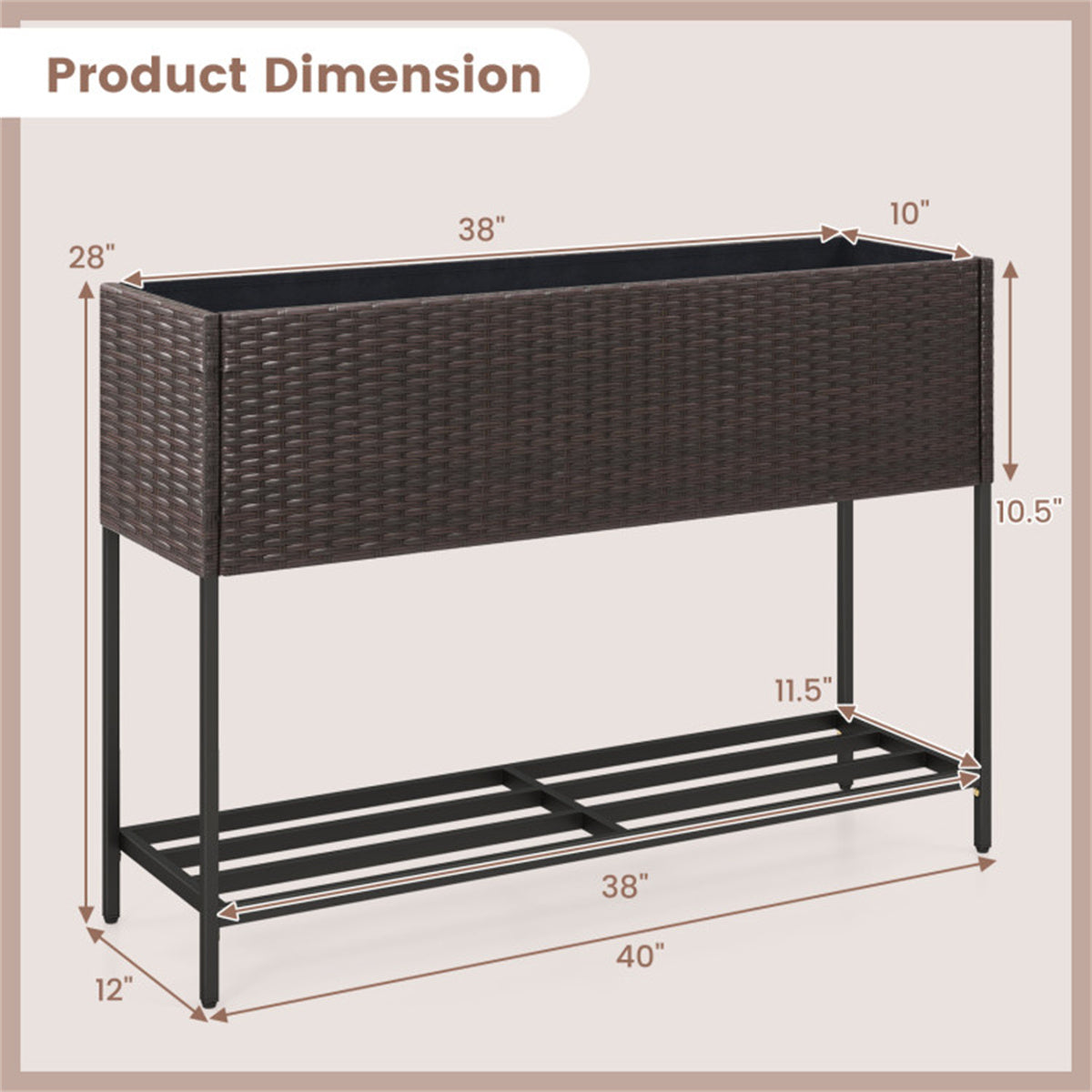 Shazory rattan planter shelf detail