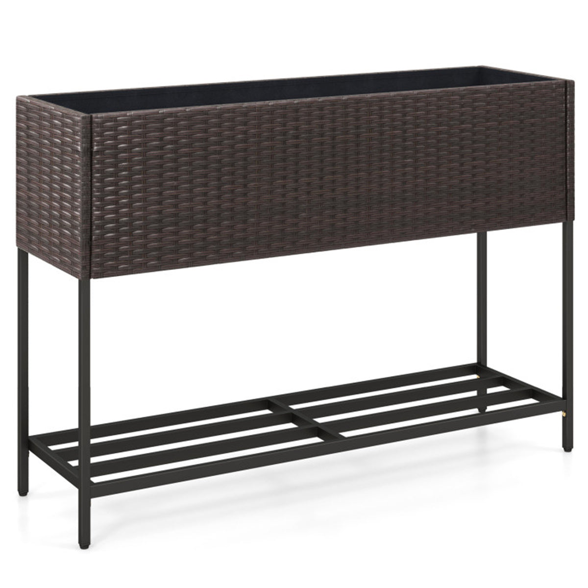 Shazory raised rattan planter side angle