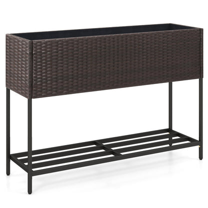 Shazory raised rattan planter side angle