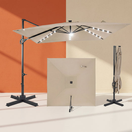 Shazory solar LED cantilever patio umbrella outdoor shade