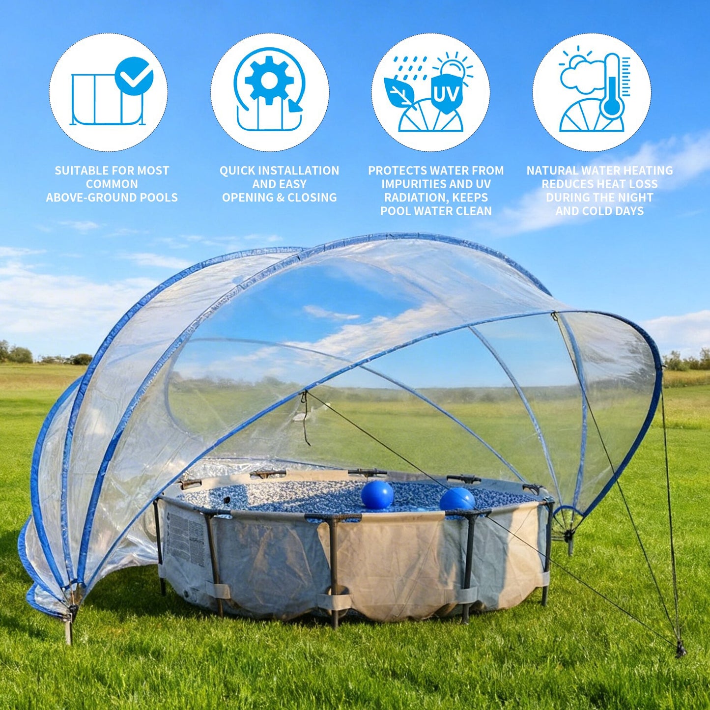 Shazory pool cover dome end view