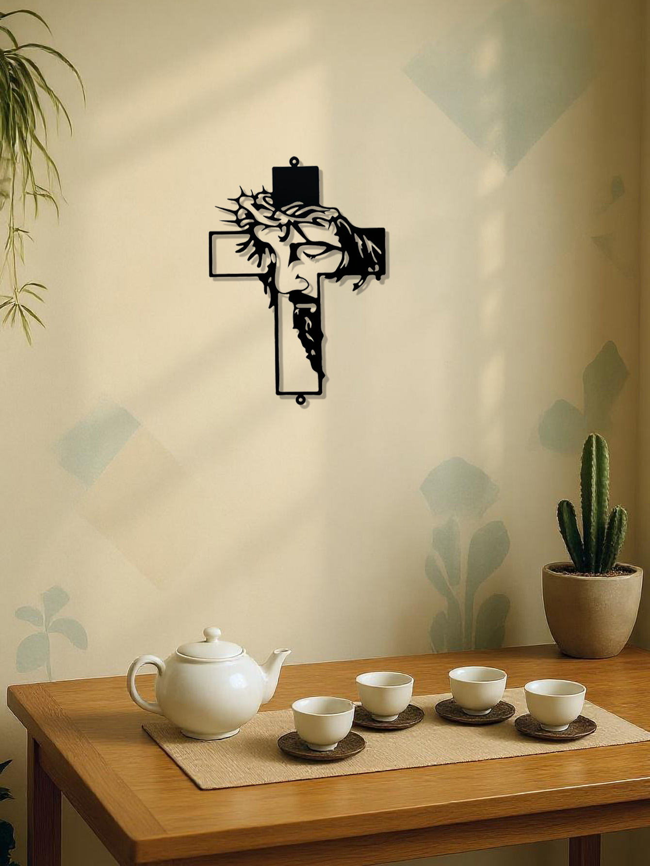 Shazory rustic metal cross wall art finish detail