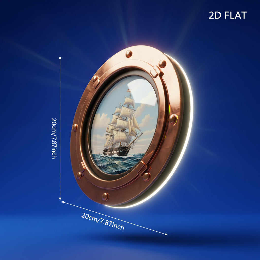 Shazory aluminum sailboat porthole wall art detail close-up