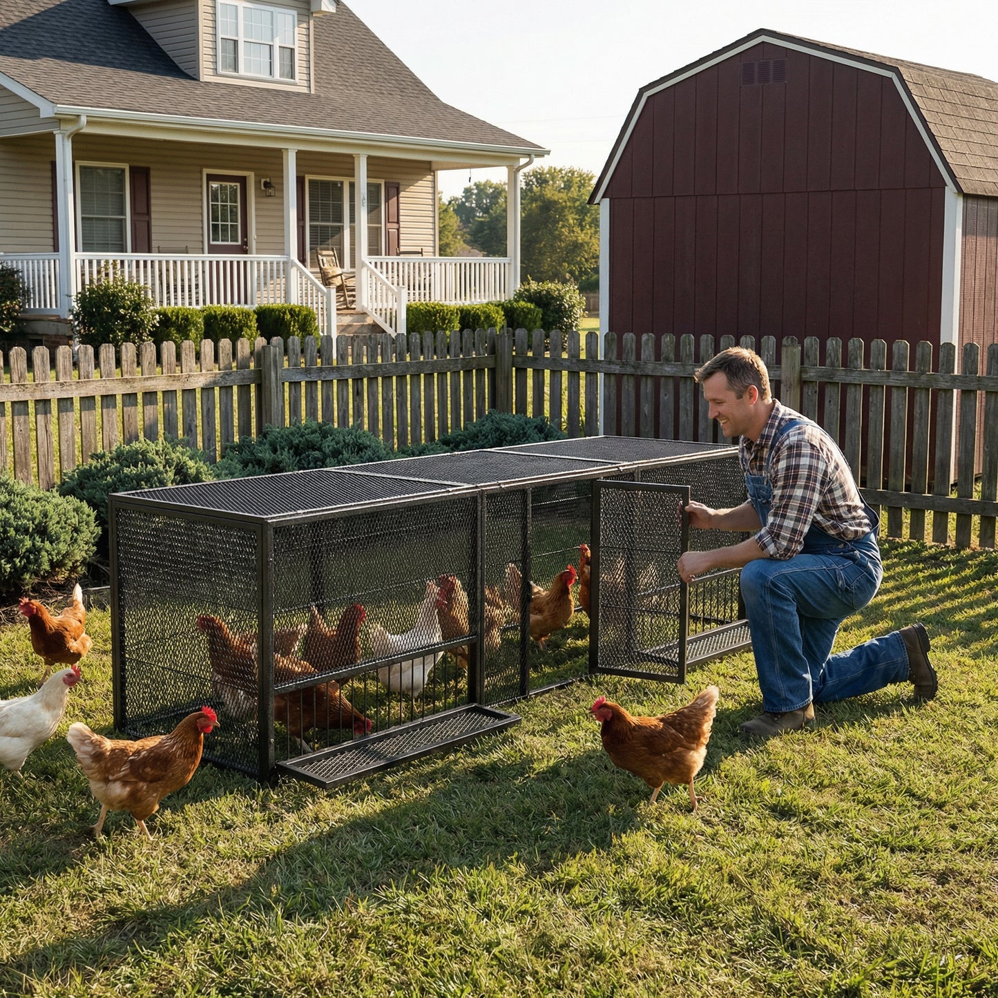 Shop the Shazory 83-inch galvanized chicken coop with swivel-lock door, perforated wire mesh, and three skylights. Free shipping.