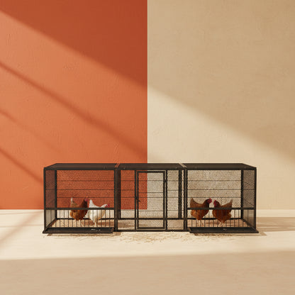 Shop the Shazory 83-inch galvanized chicken coop with swivel-lock door, perforated wire mesh, and three skylights. Free shipping.