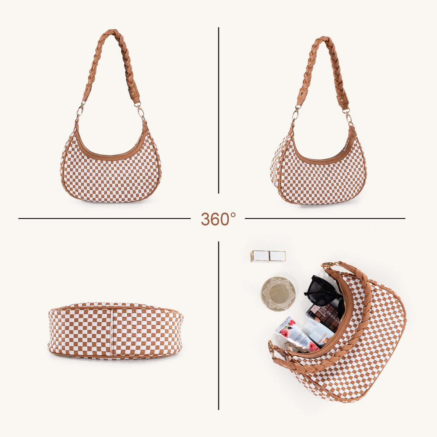 Shazory woven hobo bag braided handle detail