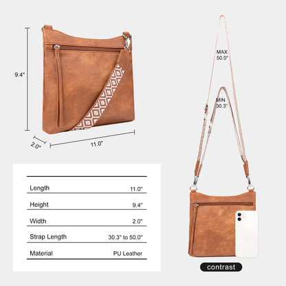 Shazory multi-pocket vegan leather crossbody bag front view