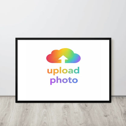 Shazory Custom Velvet-Matte Art framed print featuring a colorful cloud and text for uploading photos.