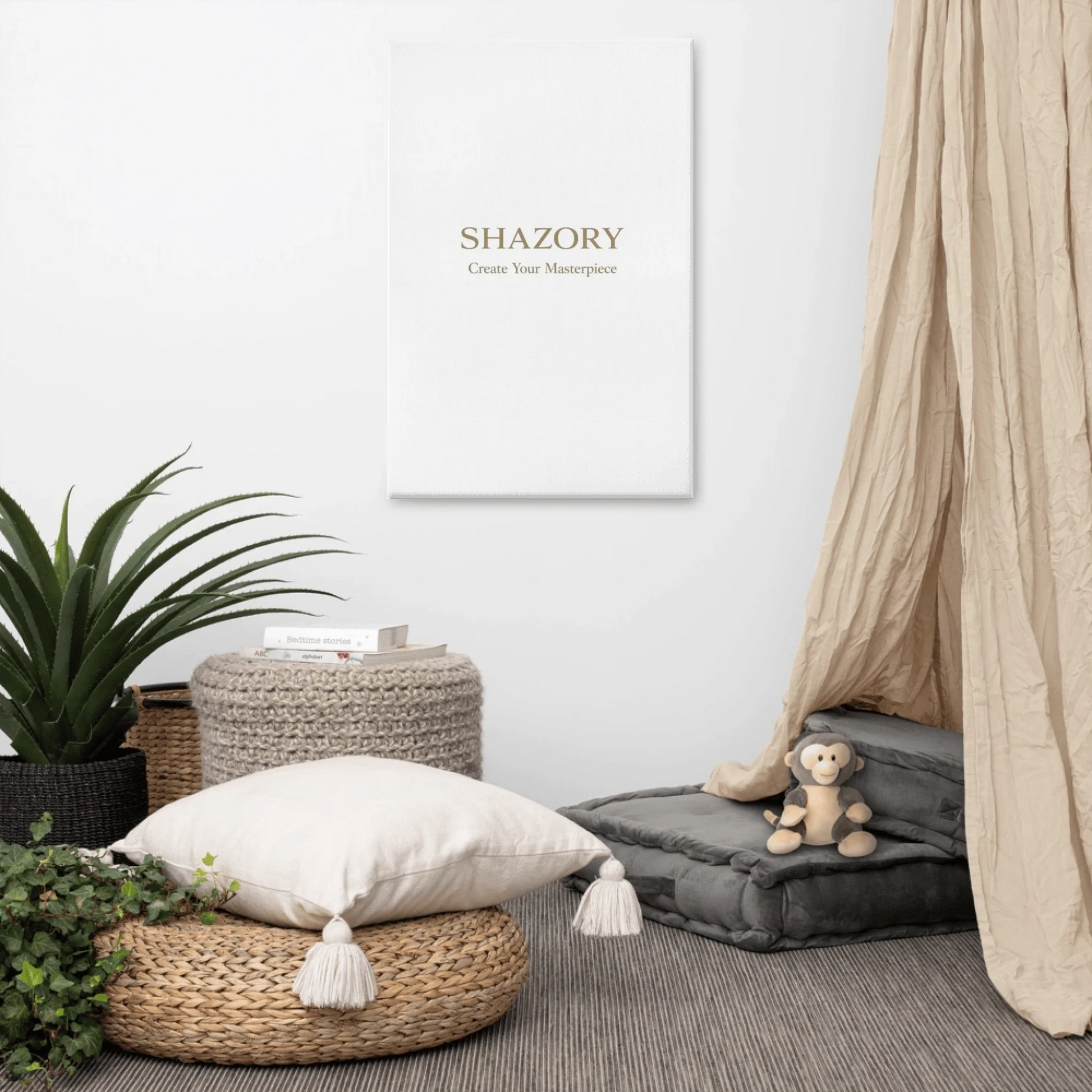 Alternate angle of custom gallery-wrapped canvas wall art — personalized design with wall art
