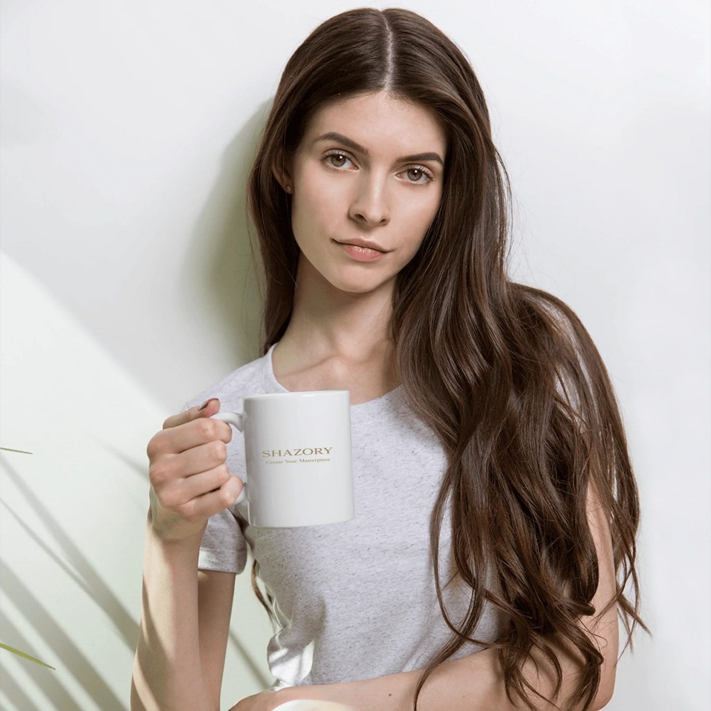 Front view of personalized white glossy mug — coffee gift for everyday use