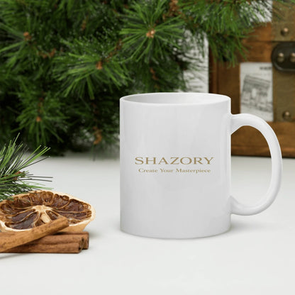 Alternate angle of custom white glossy mug — personalized design with ceramic mug