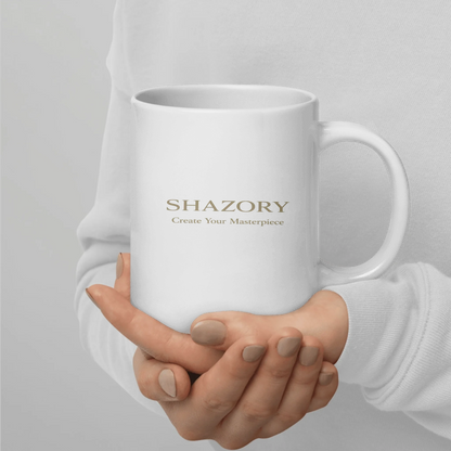 Personalized white glossy mug in alternate color — custom photo or design print