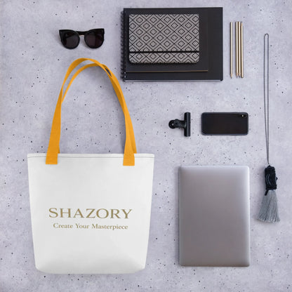 Custom large tote bag with pocket and personalized design from Shazory
