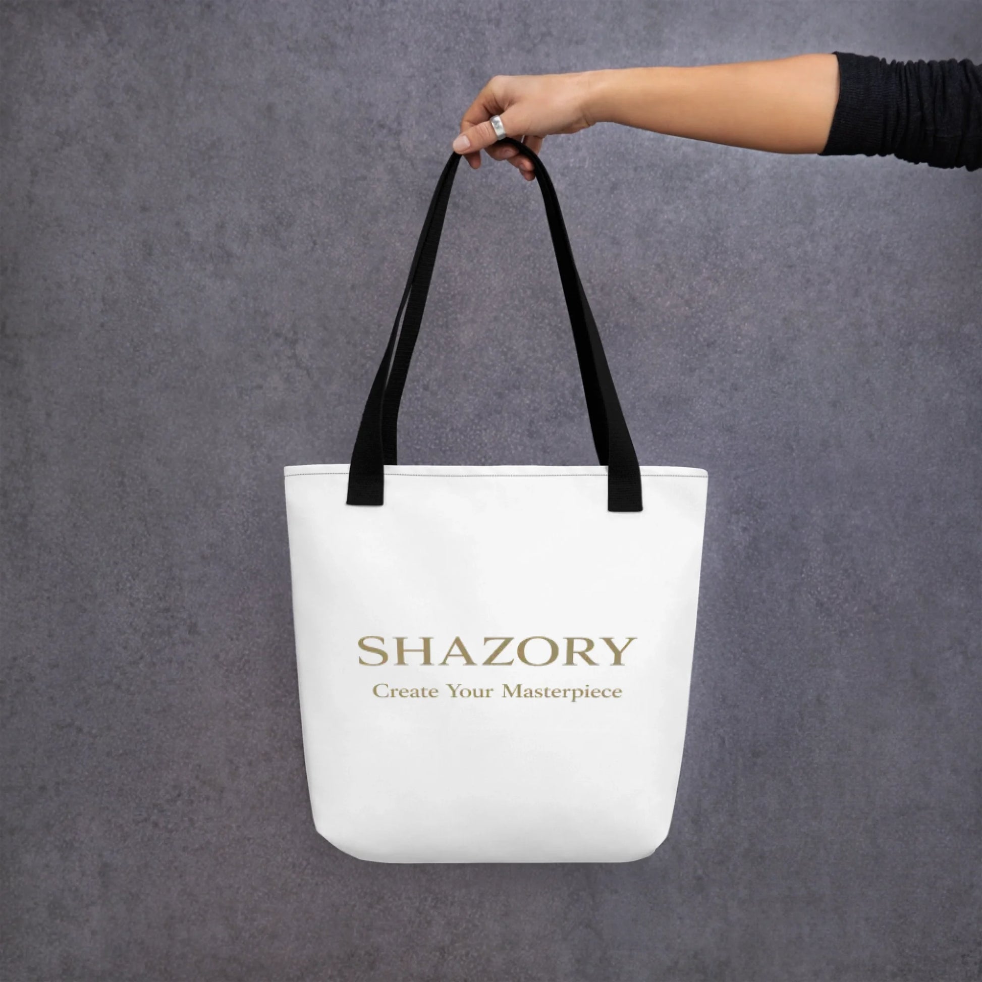 Front view of personalized large tote with pocket — everyday bag for everyday use