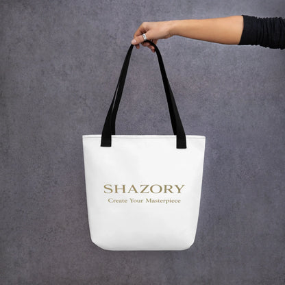 Front view of personalized large tote with pocket — everyday bag for everyday use