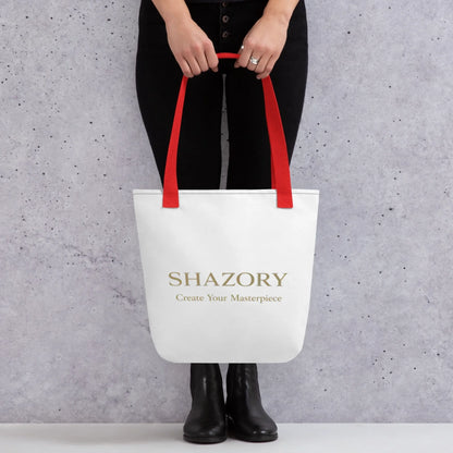 Close-up detail of custom photo print on large tote with pocket — large tote surface texture