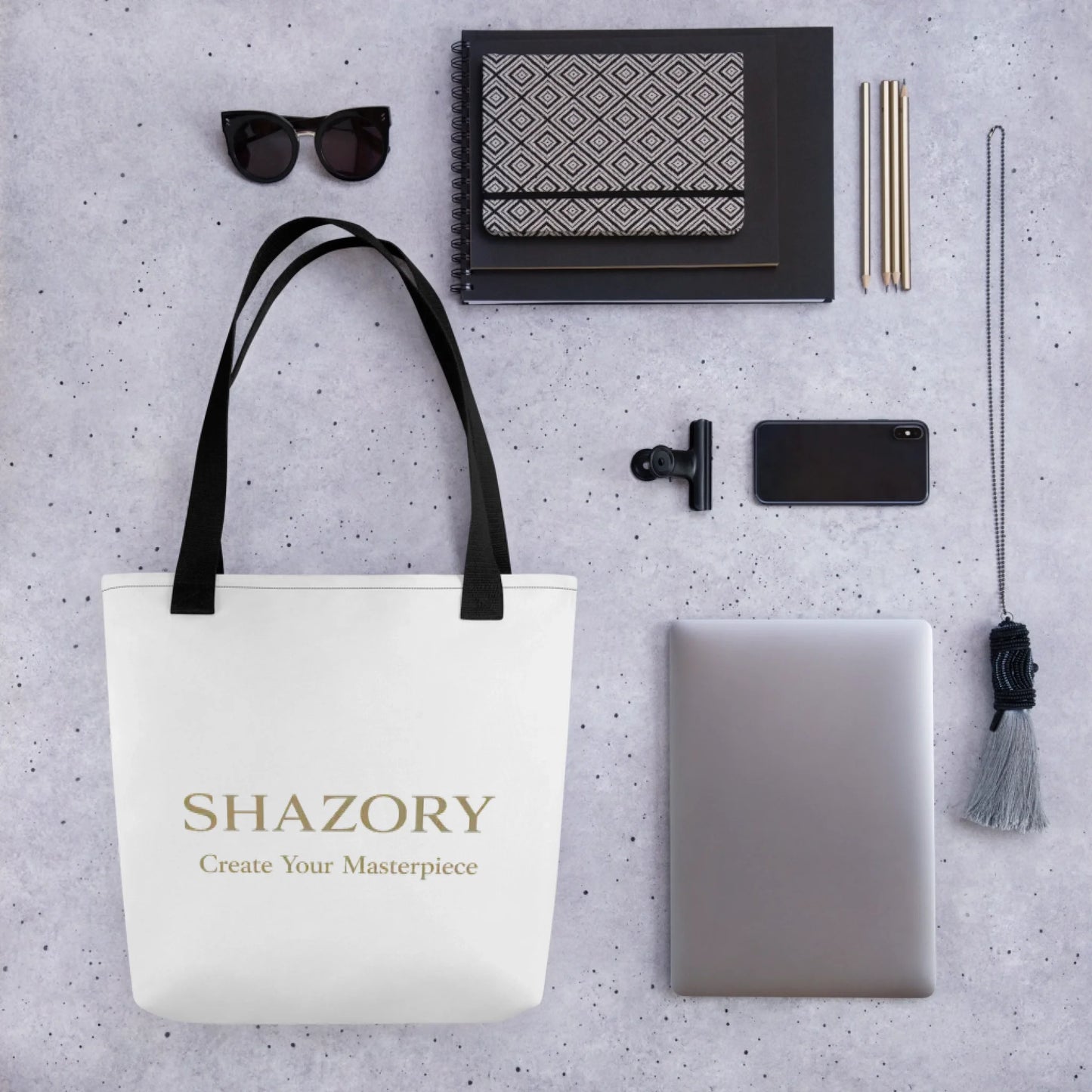 Alternate angle of custom large tote with pocket — personalized design with tote bag