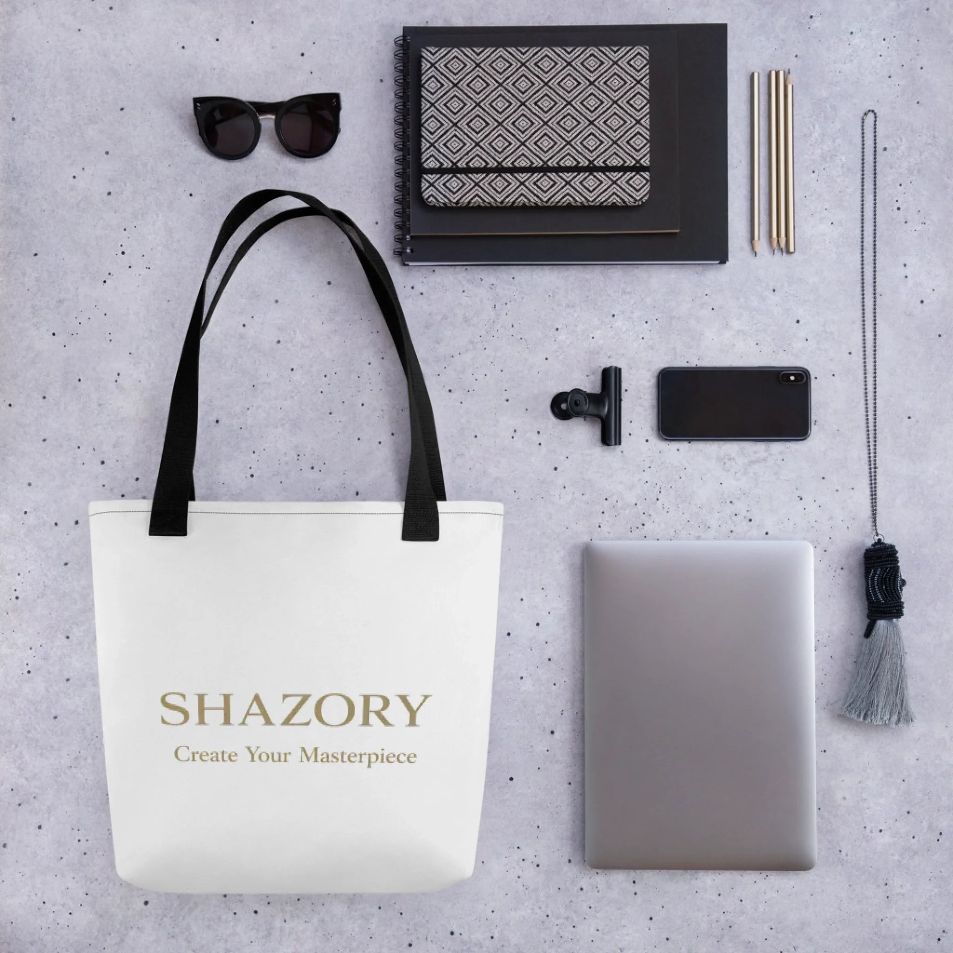 Alternate angle of custom large tote with pocket — personalized design with tote bag