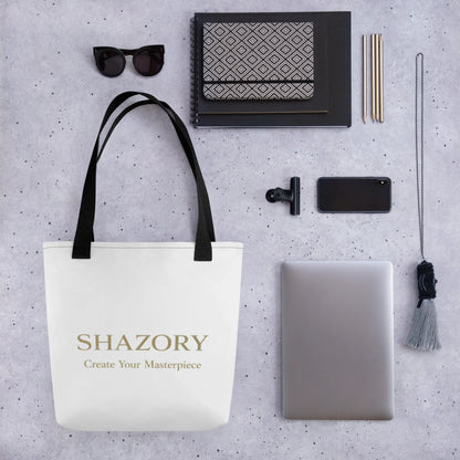 Alternate angle of custom large tote with pocket — personalized design with tote bag