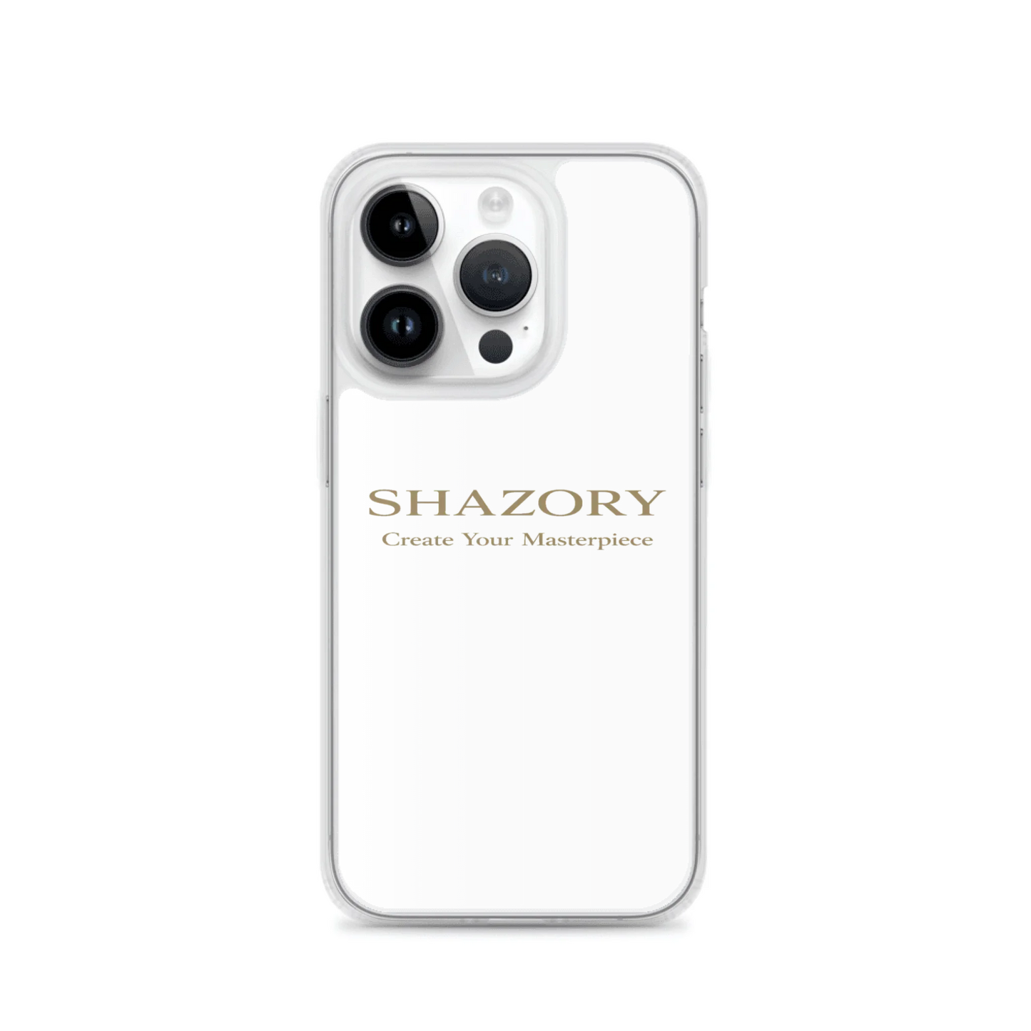 Custom clear case shown on iPhone 14 Pro — personalized photo or artwork on slim transparent everyday case