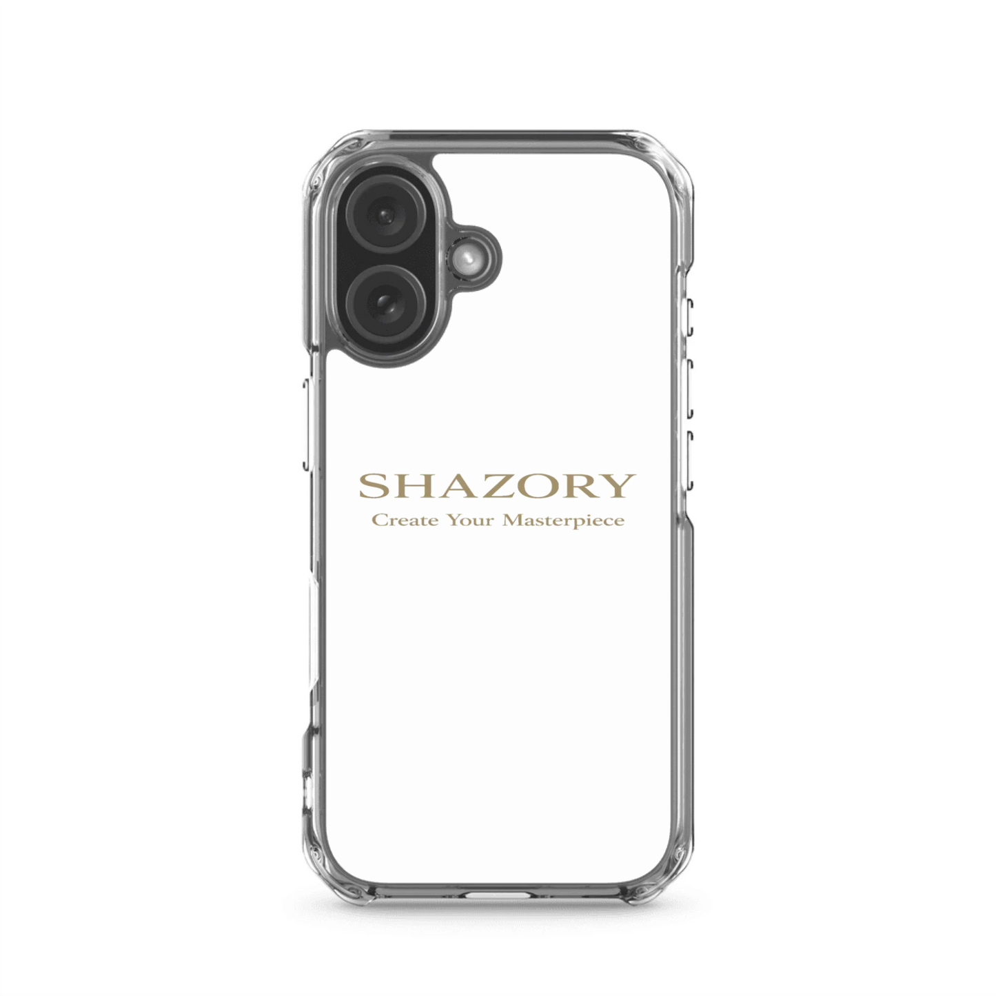Custom clear iPhone 16 case — personalized photo or artwork printed on slim transparent everyday case